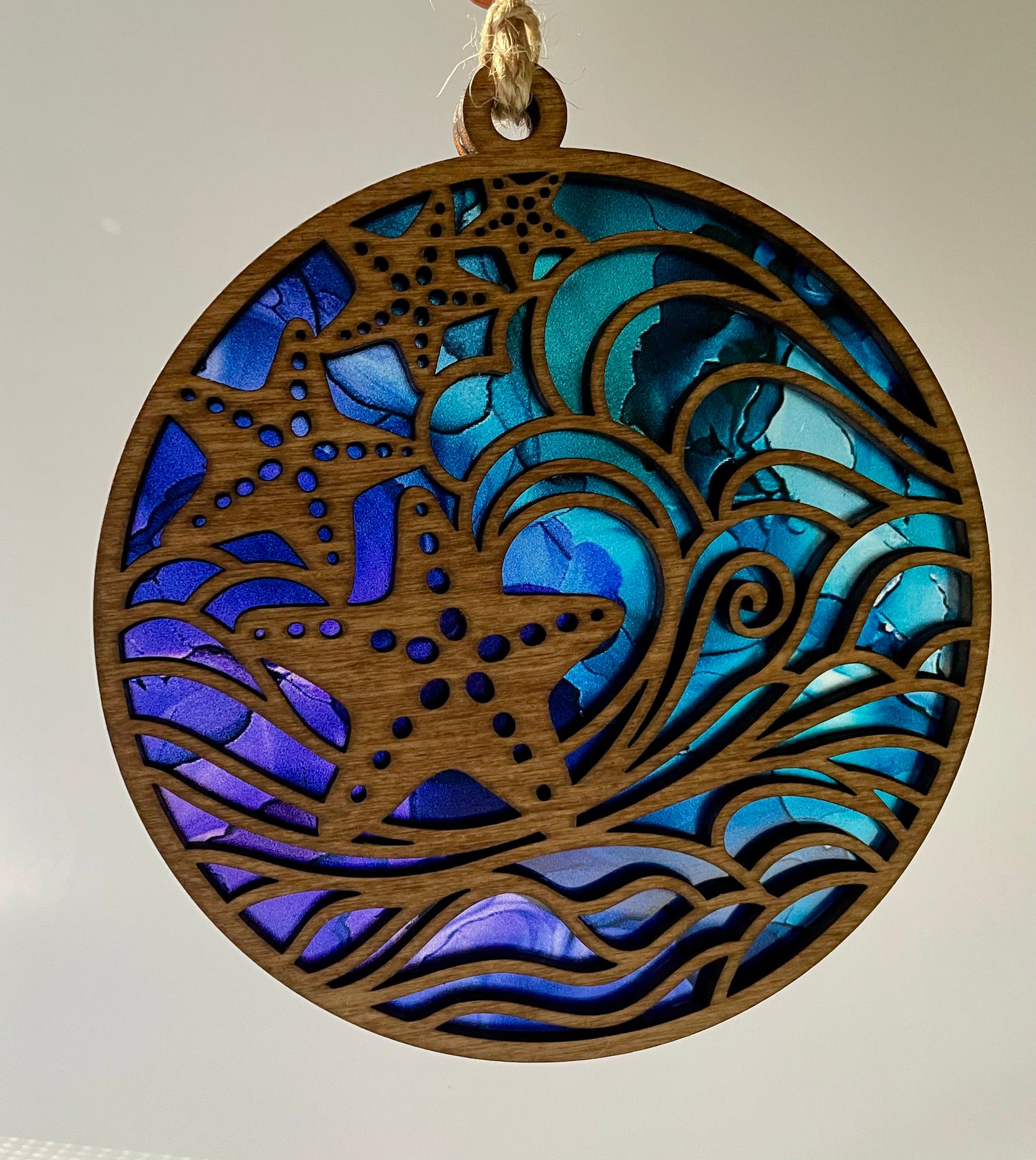 Starfish & Waves Sun Catcher