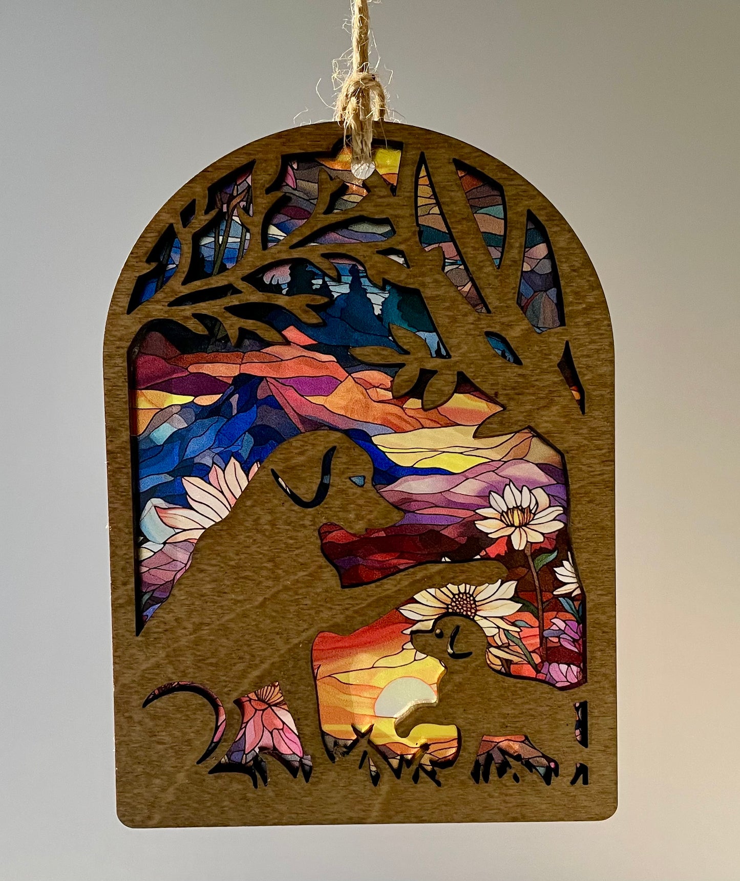 Dogs Arched Sun Catcher