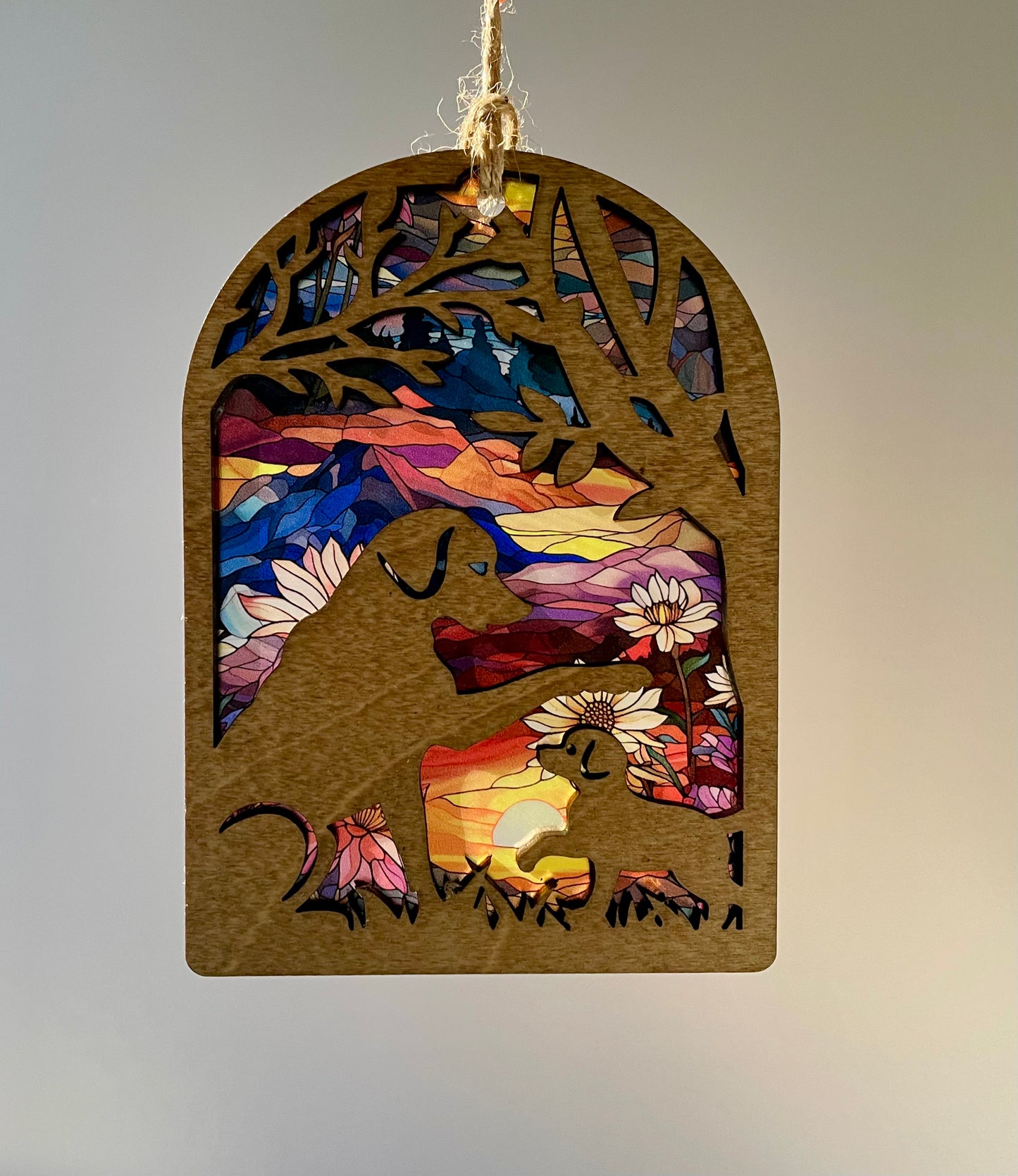 Dogs Arched Sun Catcher