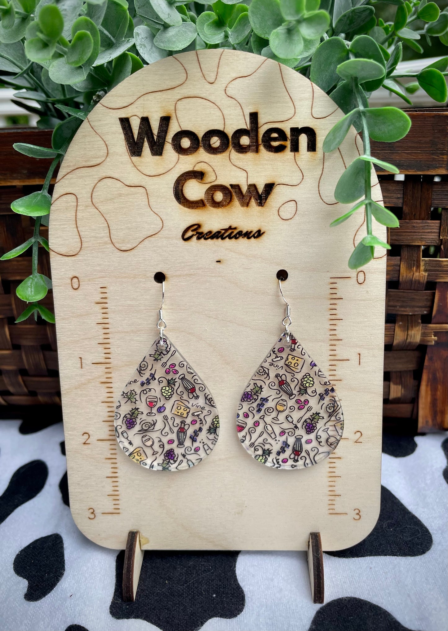 Wine & Cheese Acrylic Dangles