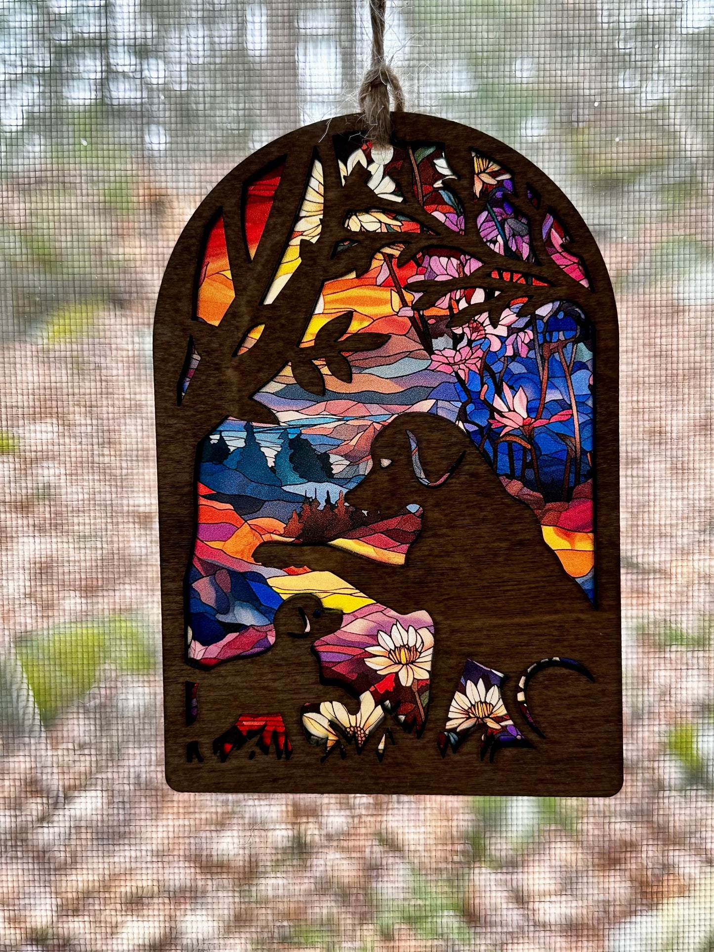 Dogs Arched Sun Catcher