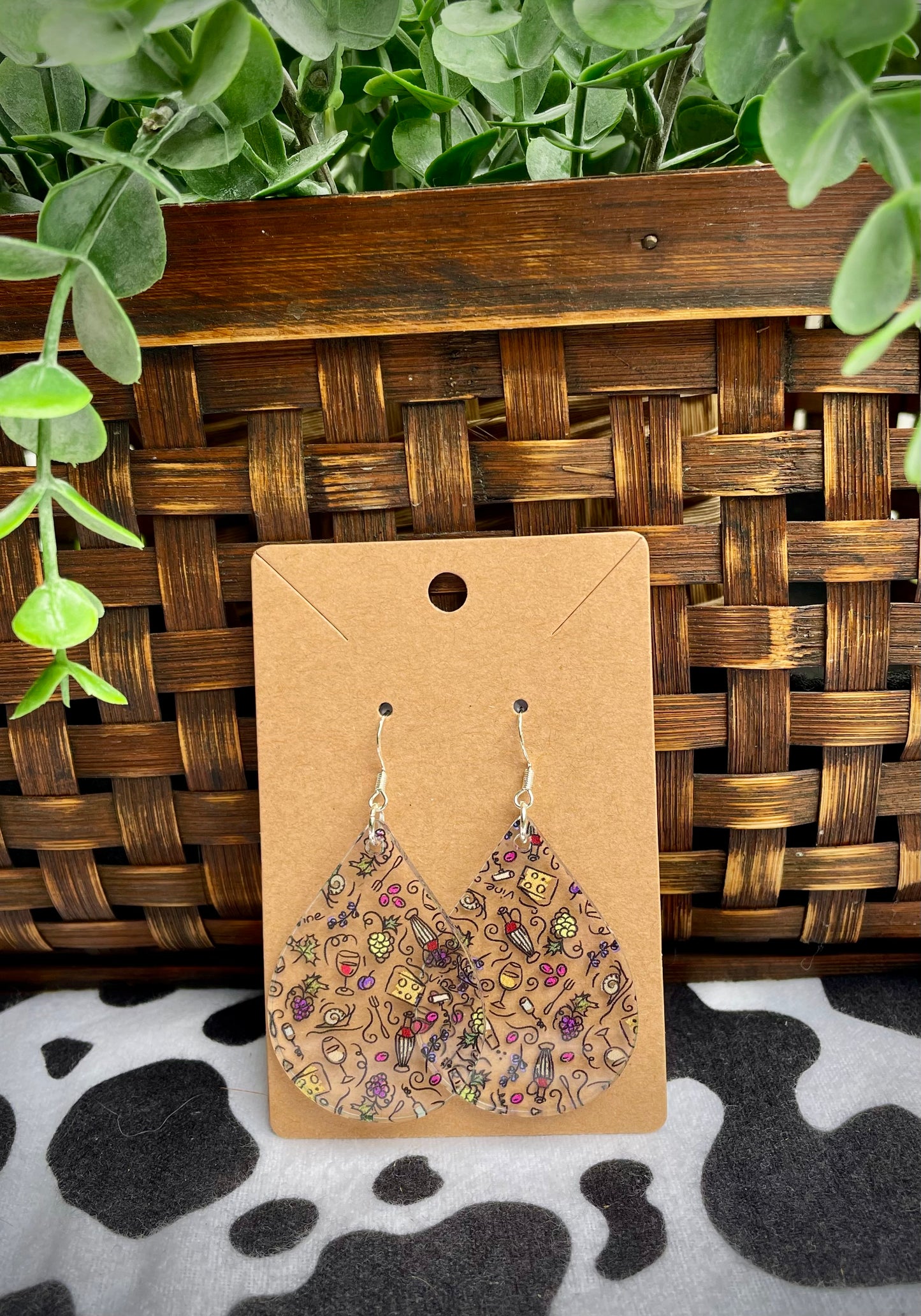 Wine & Cheese Acrylic Dangles