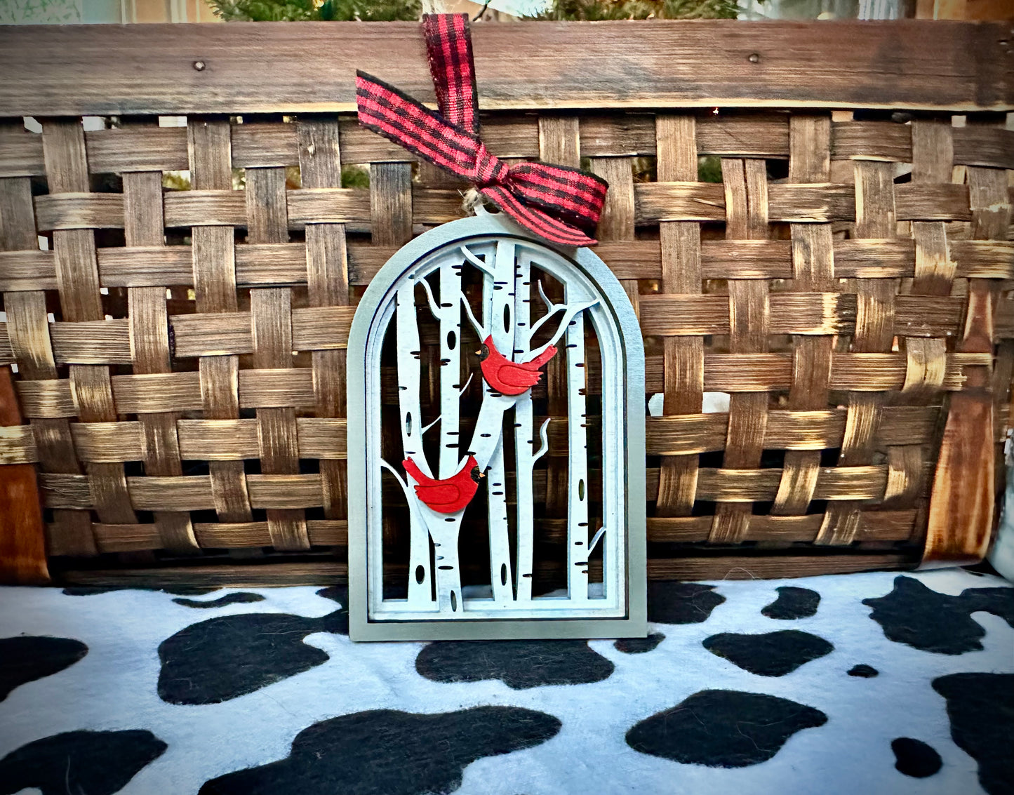 Cardinals in Birch Trees Ornament