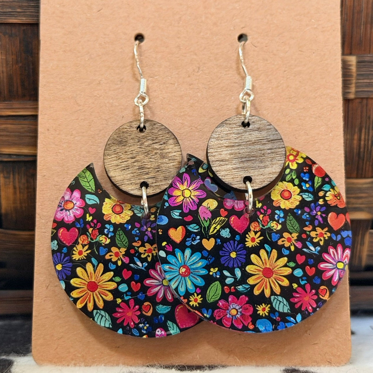 Black and Multi color floral acrylic