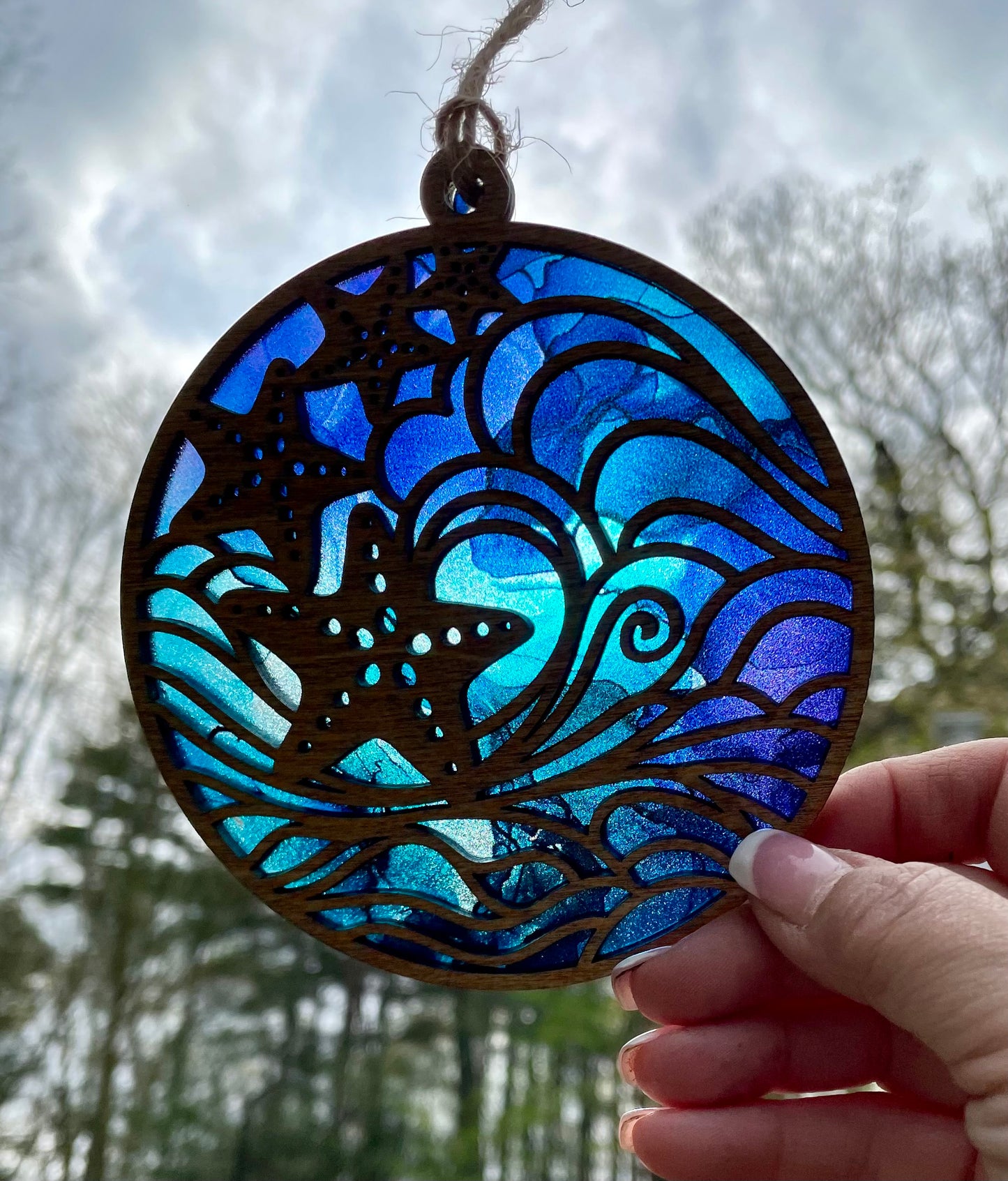 Starfish & Waves Sun Catcher