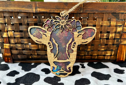 Cow Floral Suncatcher