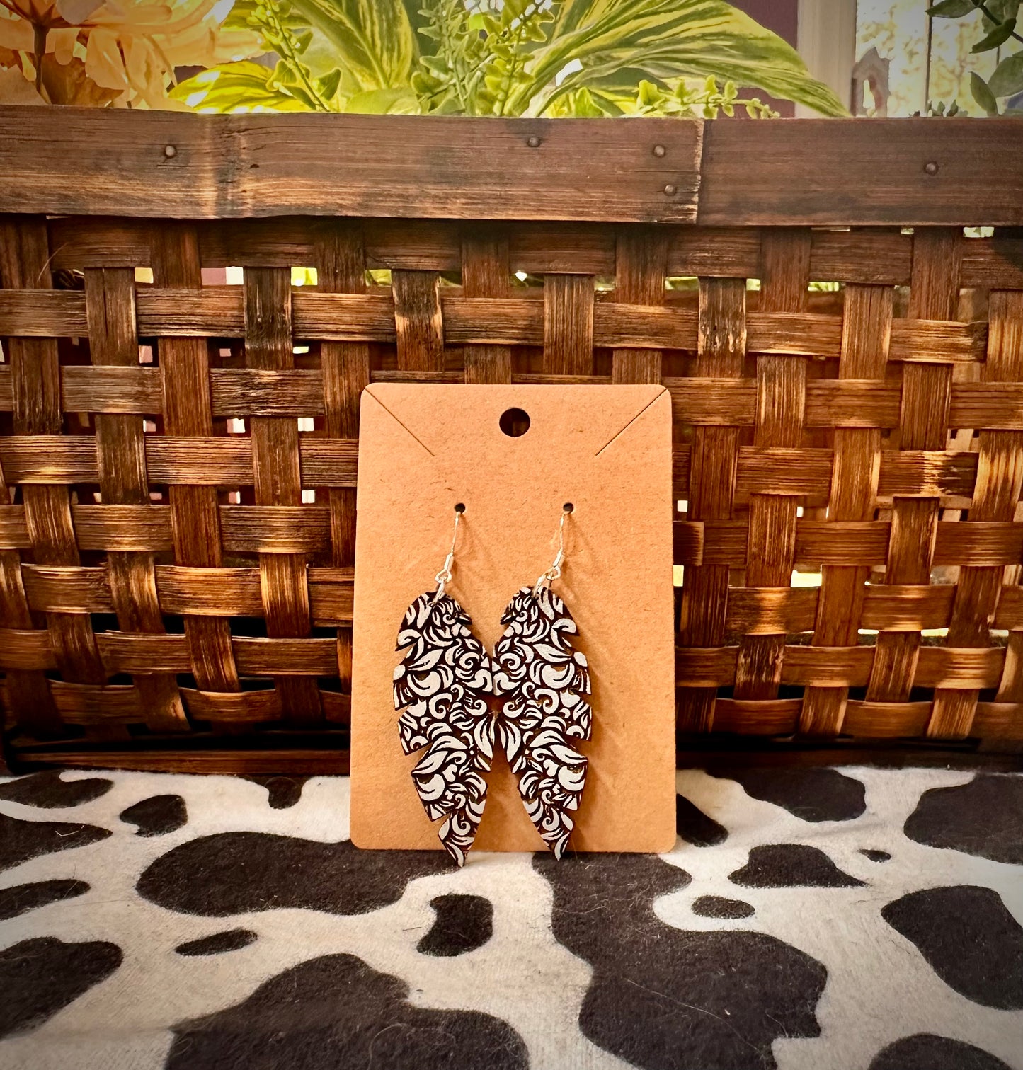 Silver Paisley Feather Dangles