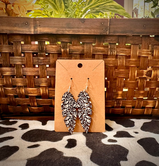 Silver Paisley Feather Dangles