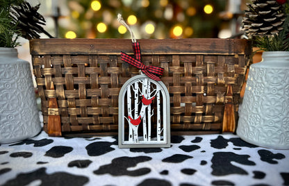 Cardinals in Birch Trees Ornament