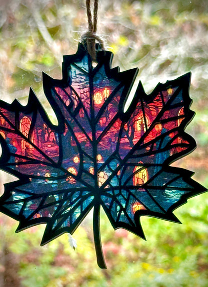 Haunted Maple Leaf Suncatcher