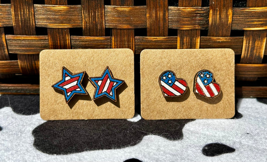 Stars & Stripes Studs (Wood)