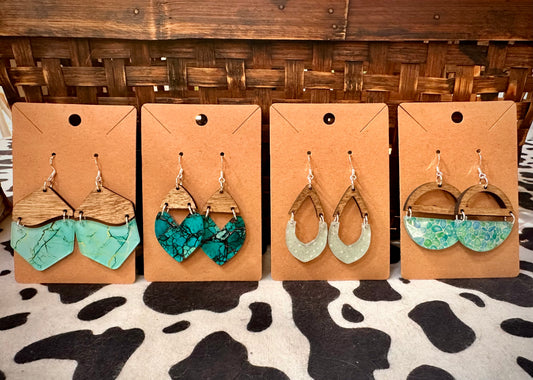 Turquoise Wood/Acrylic Dangles