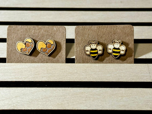 Honeycomb & Bee Studs