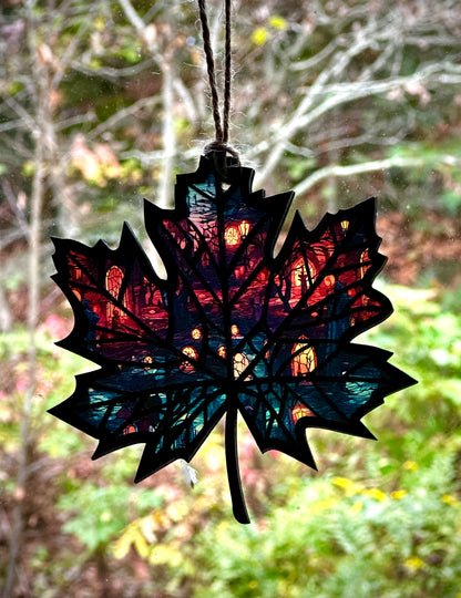 Haunted Maple Leaf Suncatcher