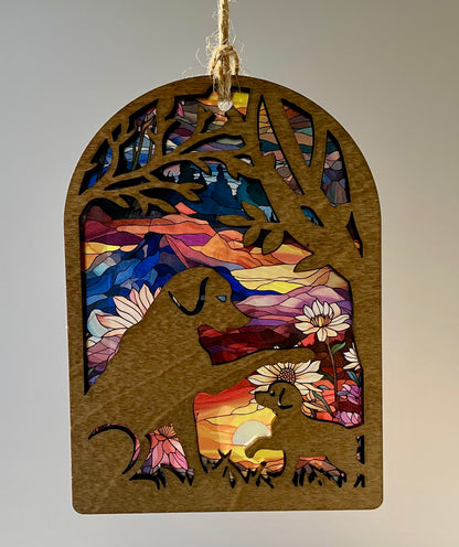 Dogs  Arched Sun Catcher