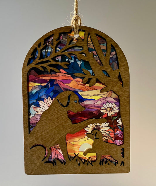 Dogs  Arched Sun Catcher