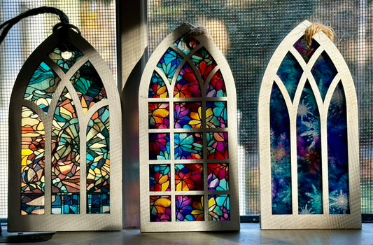 White Stained Glass Window Pane Ornaments