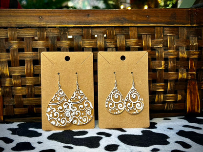 White Winter swirl Earrings