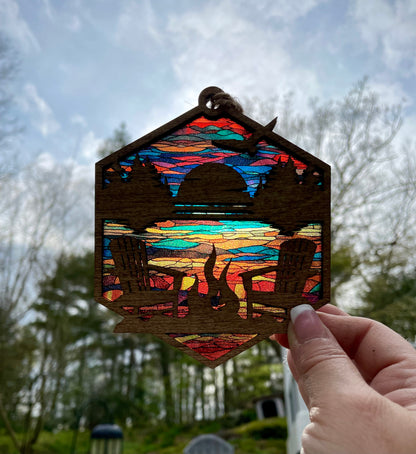 Campfire Sunset Sun Catcher