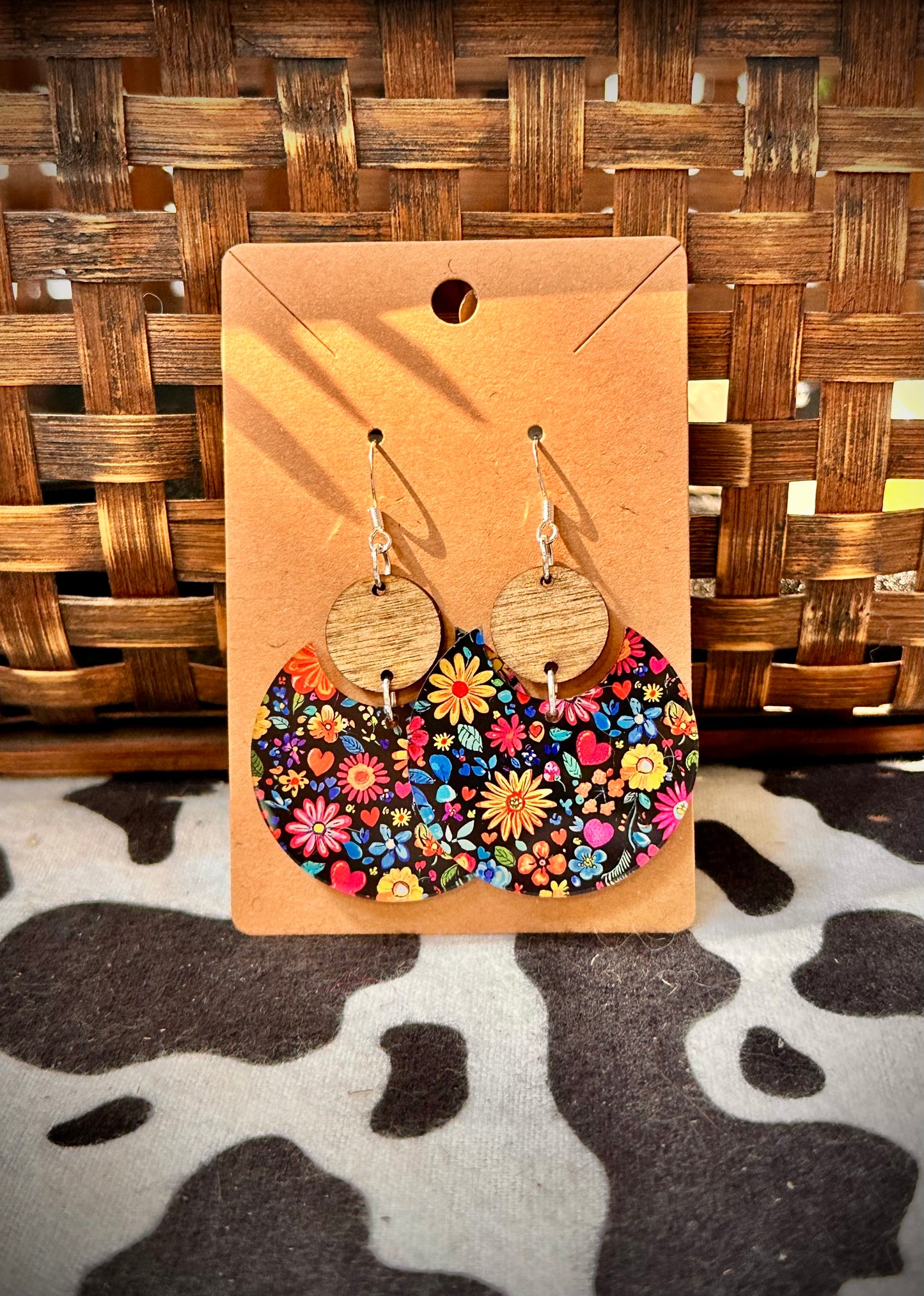 Floral Acrylic Circles with wood discs