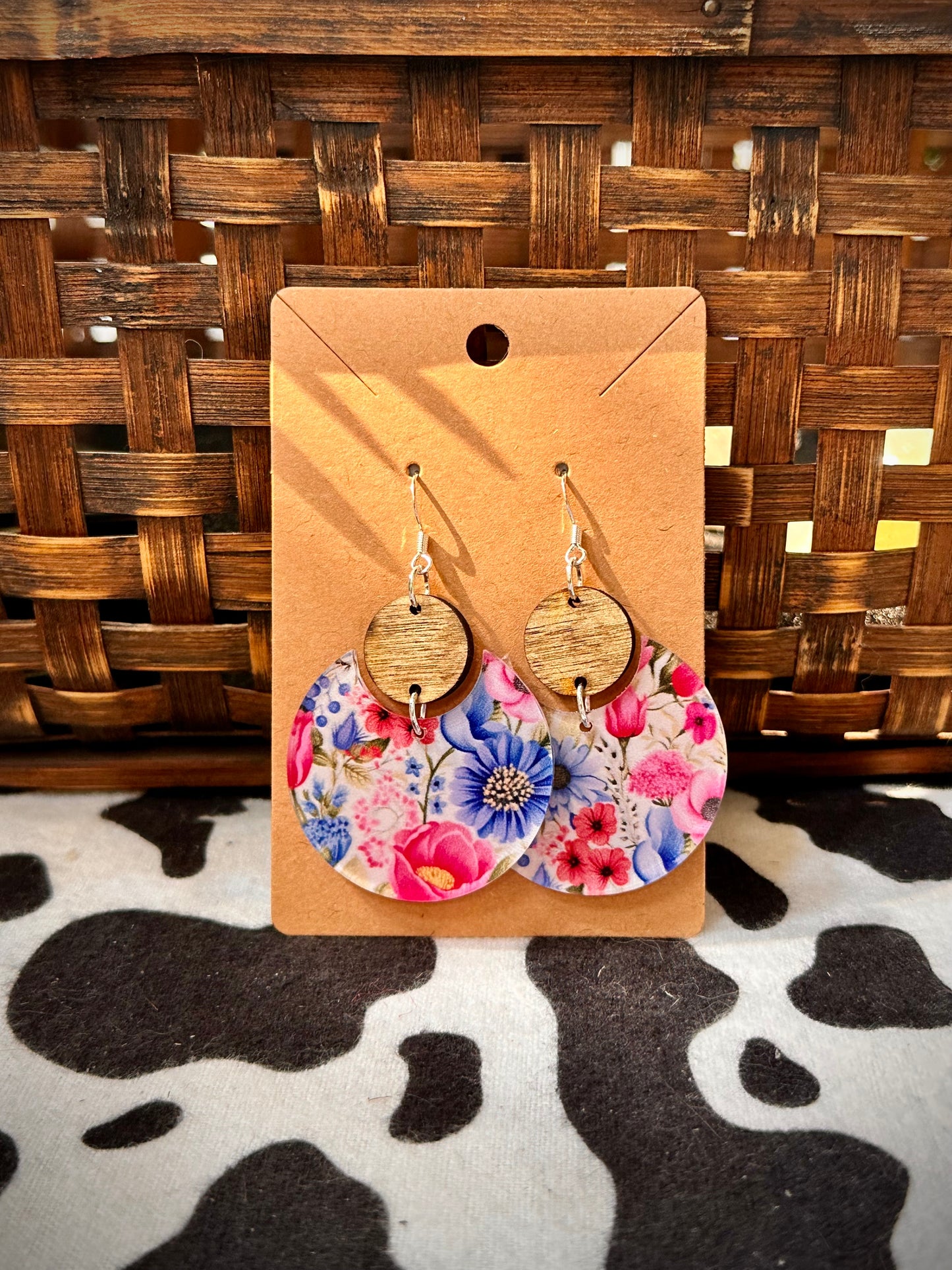 Floral Acrylic Circles with wood discs