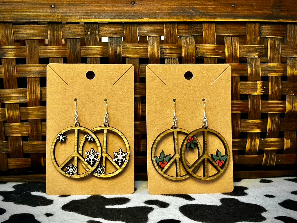 Holiday Peace Sign Earrings