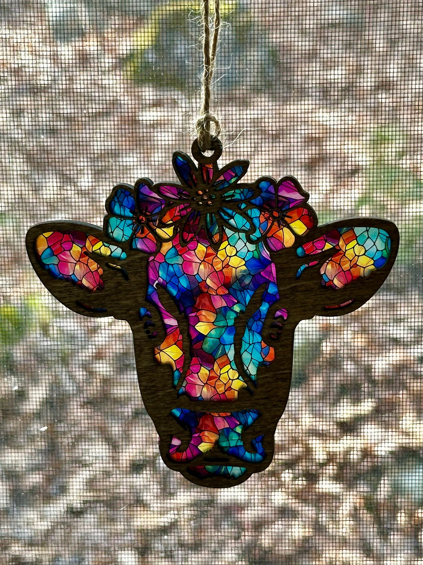 Cow Floral Suncatcher