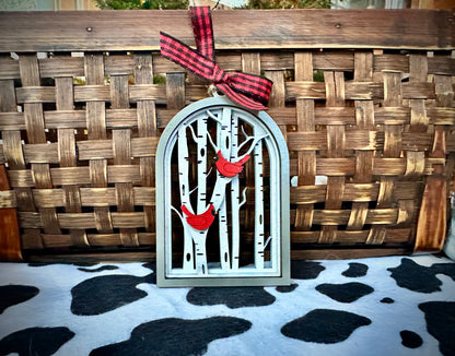 Cardinals in Birch Trees Ornament