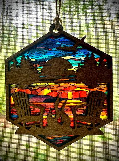 Campfire Sunset Sun Catcher