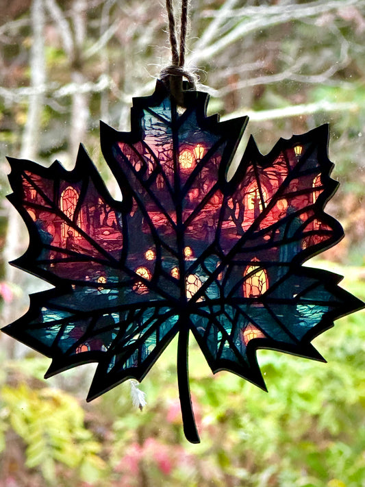 Haunted Maple Leaf Suncatcher