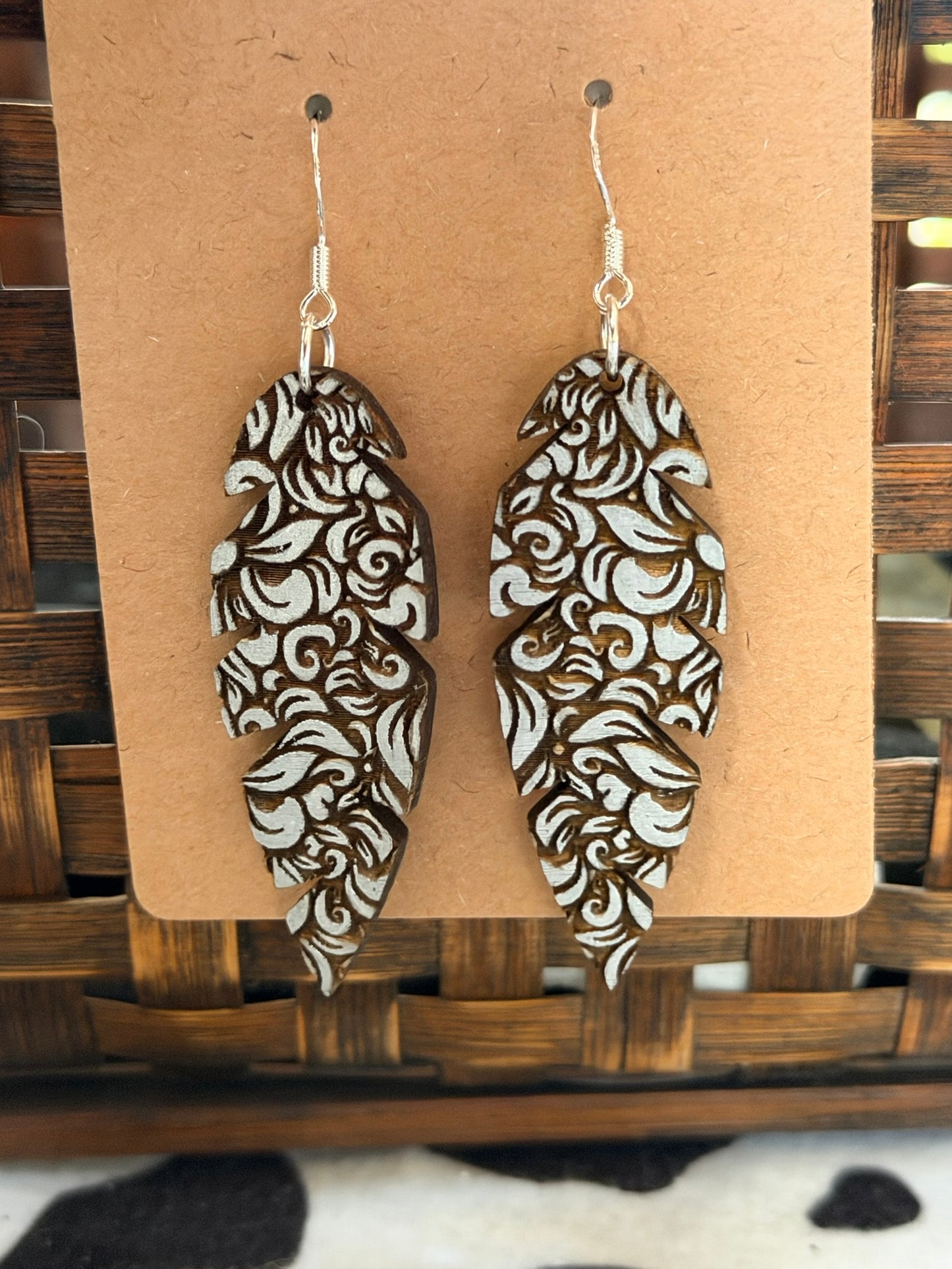 Silver Paisley Feather Dangles