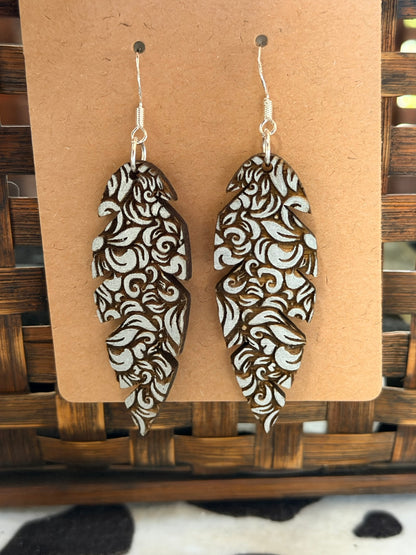 Silver Paisley Feather Dangles