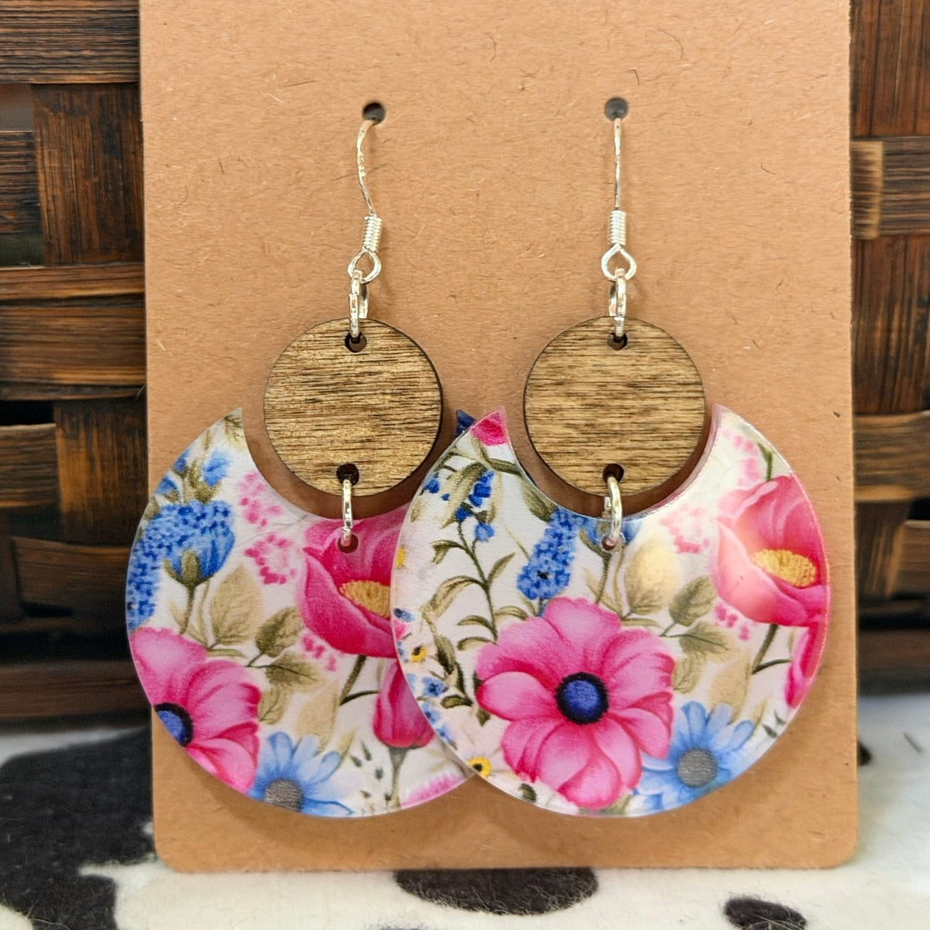 Pink and Blue Floral acrylic