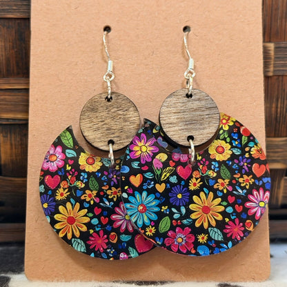 Black and Multi color floral acrylic