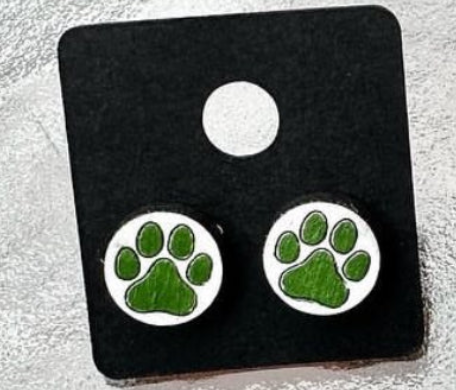 Cheer Pom Poms & Paw Print (Studs)