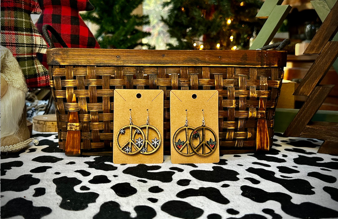 Holiday Peace Sign Earrings