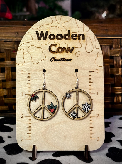 Holiday Peace Sign Earrings